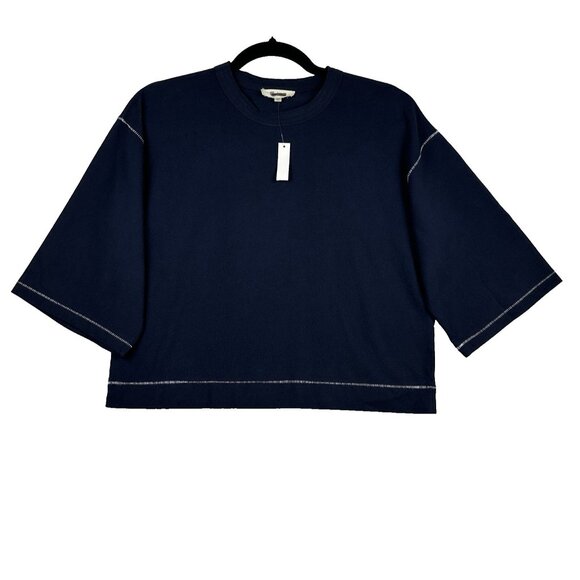 Madewell Women’s Wide-Sleeve Boxy Tee Navy Sz XXS Minimalist Street Style NWT - Picture 4 of 8